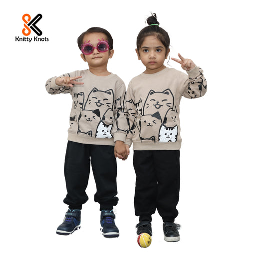 Light Brown Cats Shirt with Black Trouser