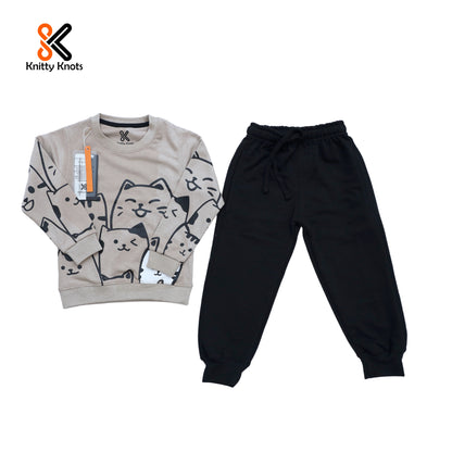 Light Brown Cats Shirt with Black Trouser
